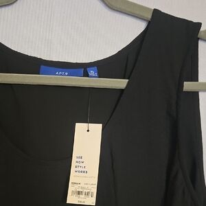 Apt. 9 Black Scoop Neck Tank Sz L NWT